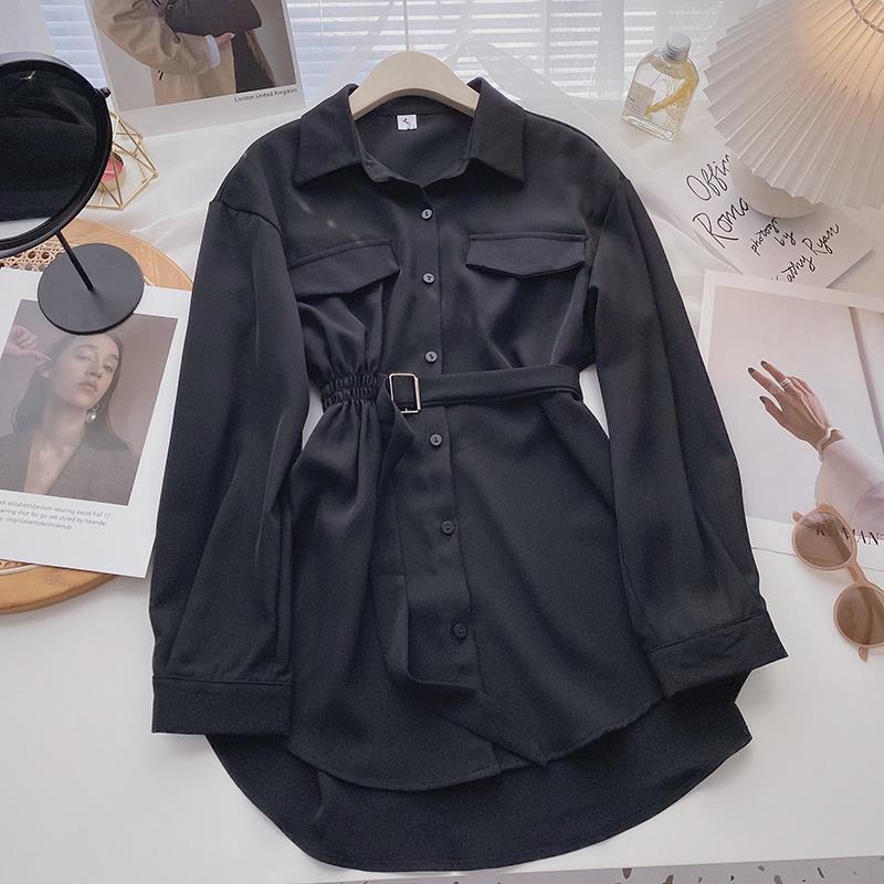 Lange Fancy Satijnen Blouse Jurk