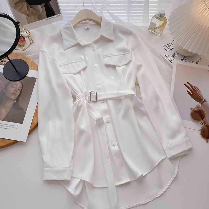 Lange Fancy Satijnen Blouse Jurk
