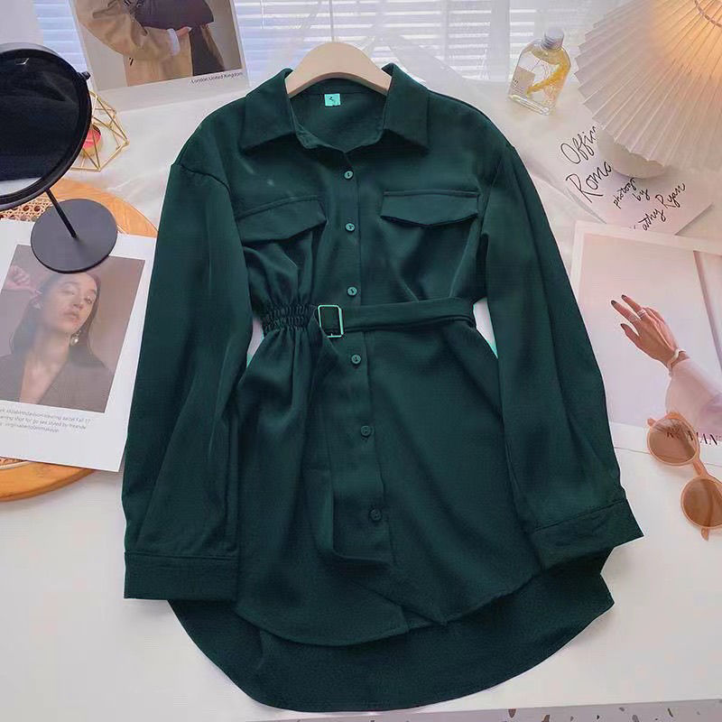 Lange Fancy Satijnen Blouse Jurk