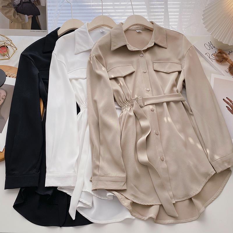 Lange Fancy Satijnen Blouse Jurk