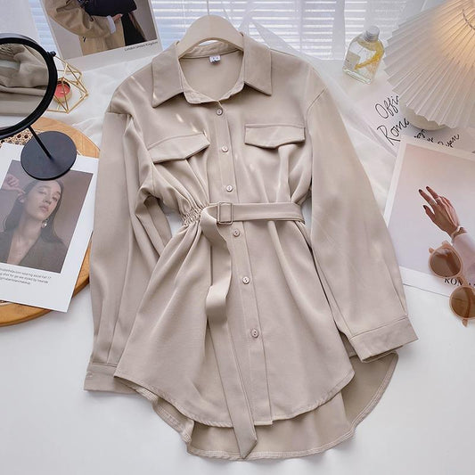 Lange Fancy Satijnen Blouse Jurk