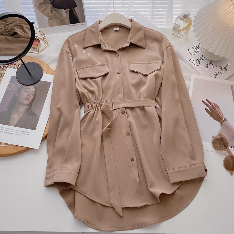 Lange Fancy Satijnen Blouse Jurk