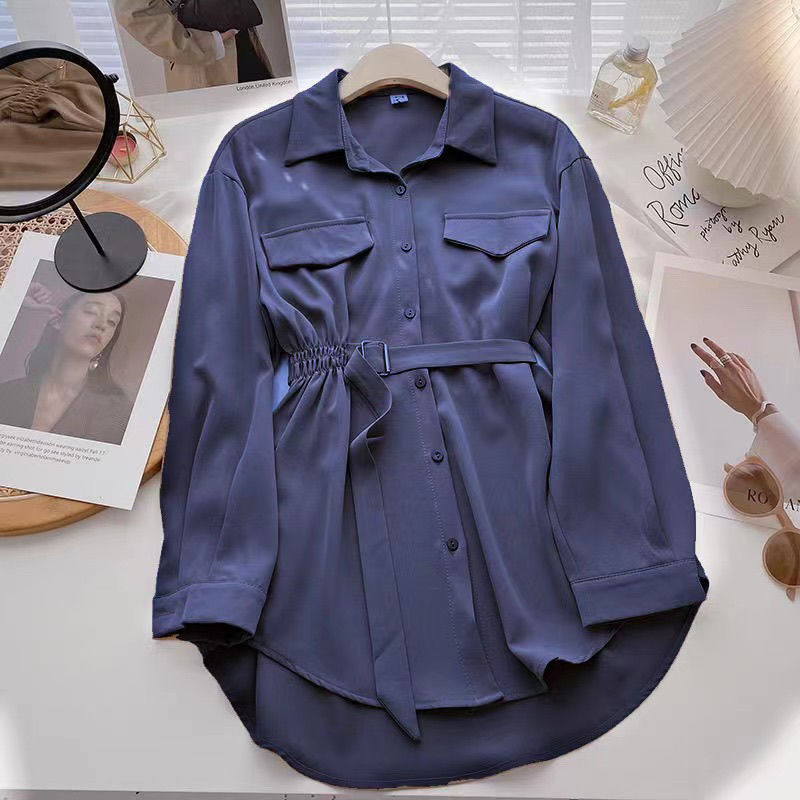 Lange Fancy Satijnen Blouse Jurk