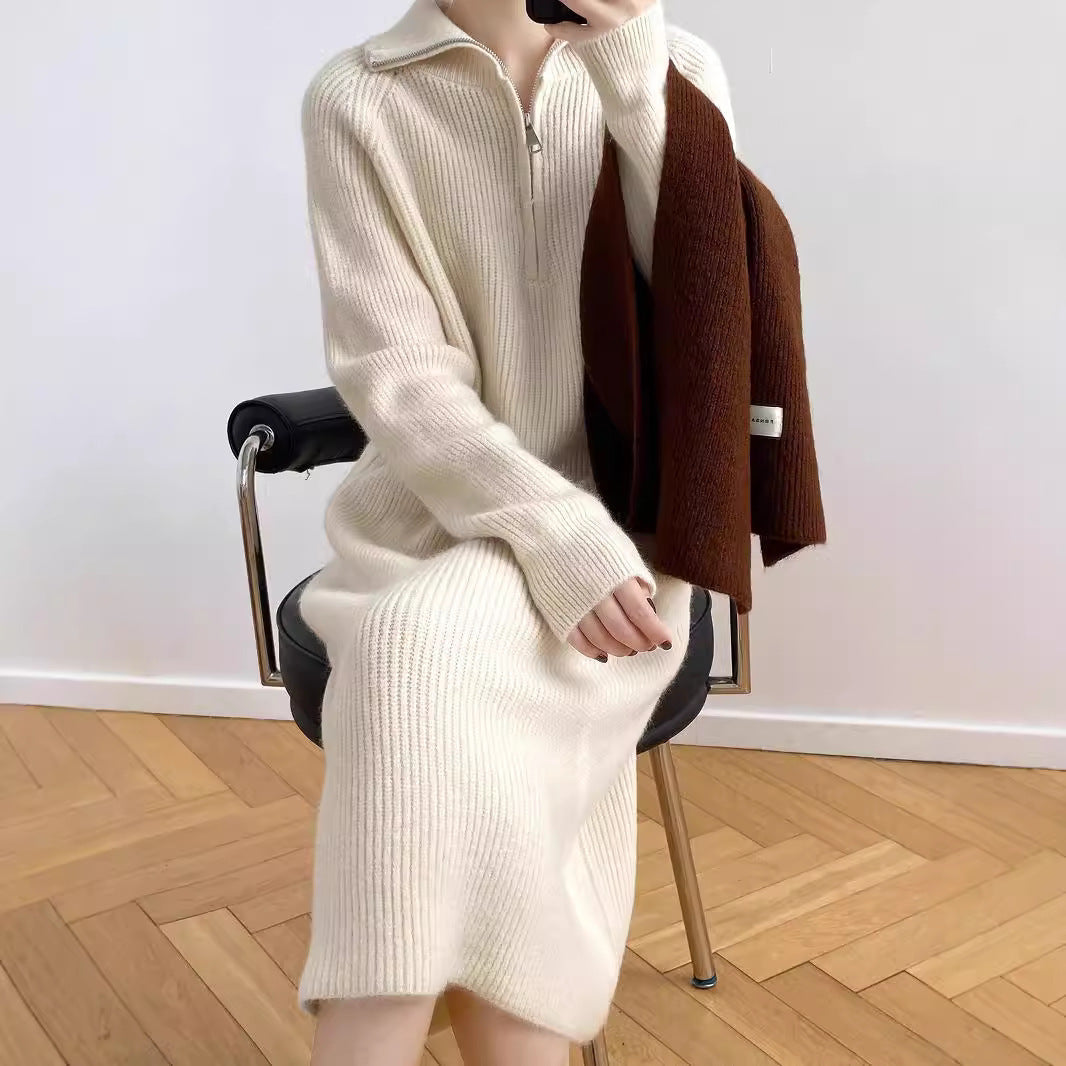 Retro Lange Fashion Jurk met Rits