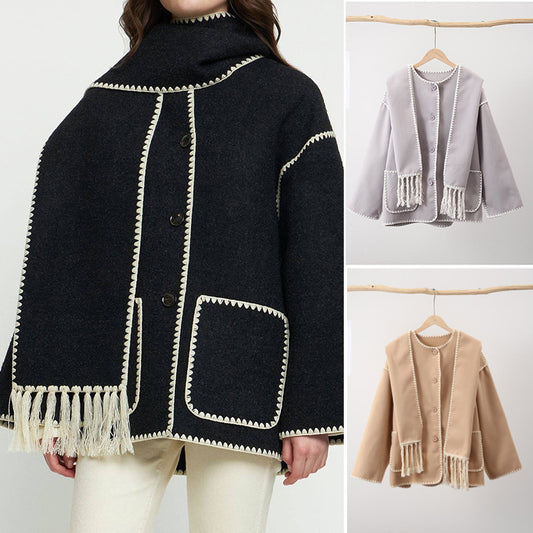 Uniek Oversized Trendy Dames Vest Met Sjaal